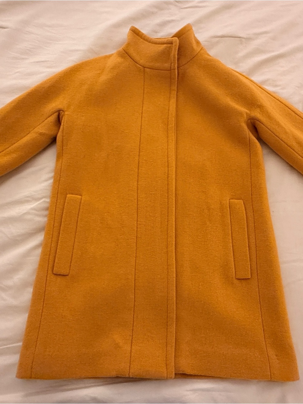 J.Crew Womens Mustard Wool-Blend Stand Collar Coat